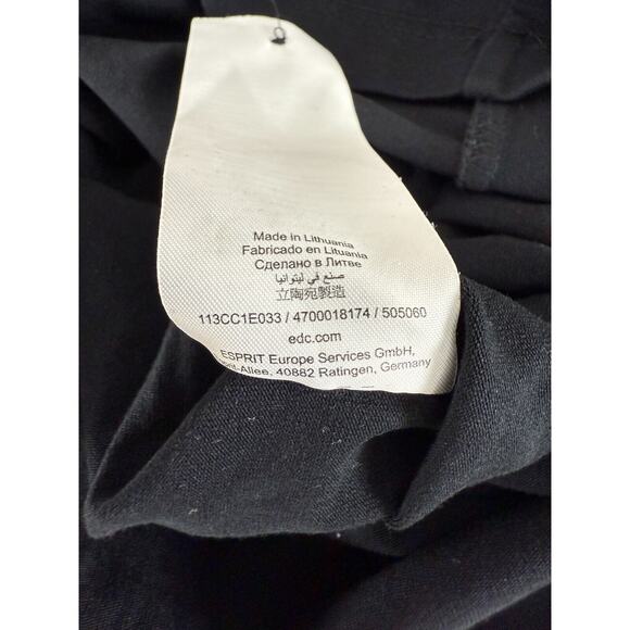 EDC Size S Mesh Keyhole Mock Neck Mini Sheath Dress Navy Long Sleeve Button - Picture 11 of 12